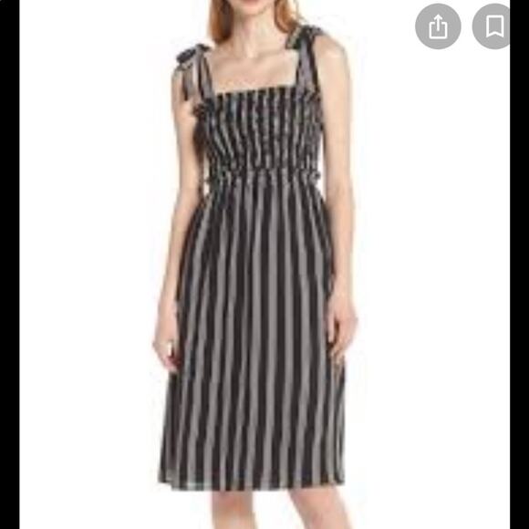 Ali & Jay Black & White Striped Smocked Mini Dress - Picture 1 of 11